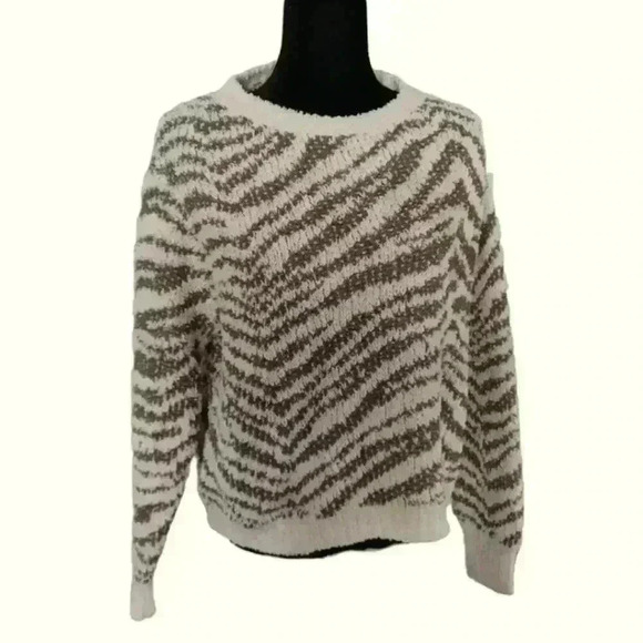 Vici Womens Brown and White Zebra Print Knit Sweater M - Picture 1 of 11